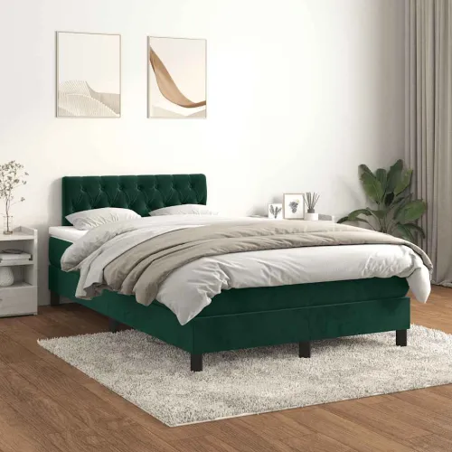 Box spring krevet s madracem tamnozeleni 120x200 cm baršunasti - Tamnozelena 120 x 200 cm Dizajn s gumbima Cijena