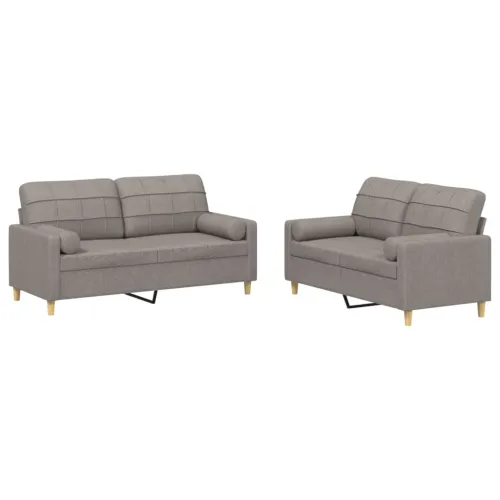 2-dijelni set sofa s jastucima smeđesivi od tkanine - Sivo-smeđa s jastučićima Sivo-smeđa s jastučićima Cijena