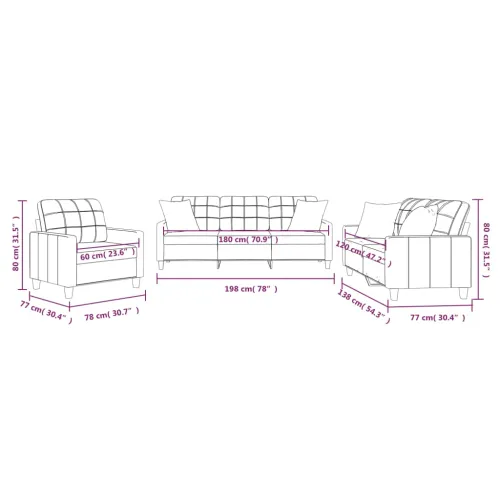 3-dijelni set sofa s jastucima crna od umjetne kože - Crna s jastučićima Cijena