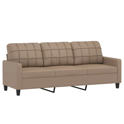 2-dijelni set sofa s jastucima boja cappuccina od umjetne kože - Boja cappuccina s jastučićima Cijena