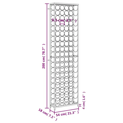 Stalak za vino za 95 boca crni 54 x 18 x 200 cm kovano željezo - 54 x 18 x 200 cm 1 1 1 Cijena