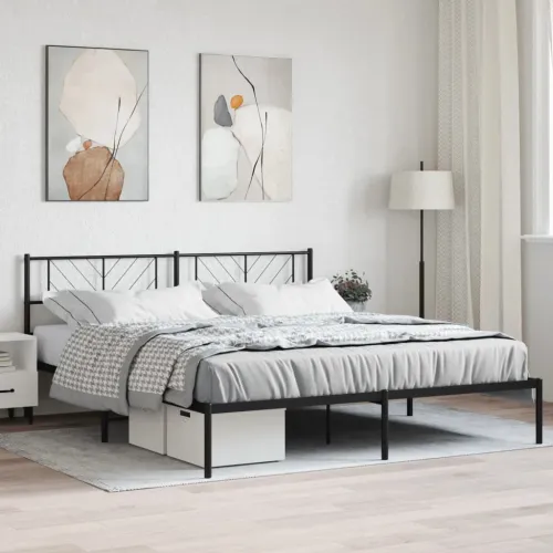 Metalni okvir za krevet s uzglavljem crni 180x200 cm - Crna 180 x 200 cm s uzglavljem Cijena