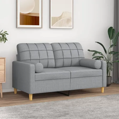 Dvosjed s ukrasnim jastucima svjetlosivi 120 cm od tkanine - Svjetlosiva 120 cm Svjetlosiva 120 cm Cijena