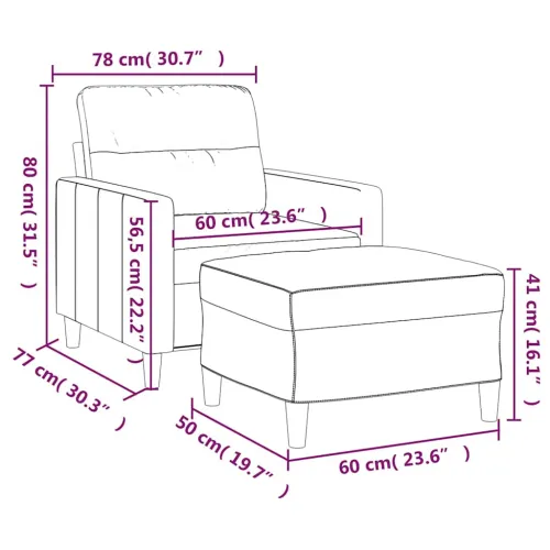 Fotelja s tabureom crna 60 cm od tkanine - Crna Cijena