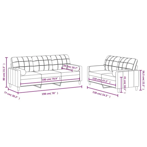 2-dijelni set sofa s jastucima krem od tkanine - Krema s jastučićima Cijena