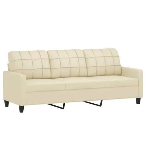 2-dijelni set sofa s jastucima krem od umjetne kože - Krema s jastučićima Cijena