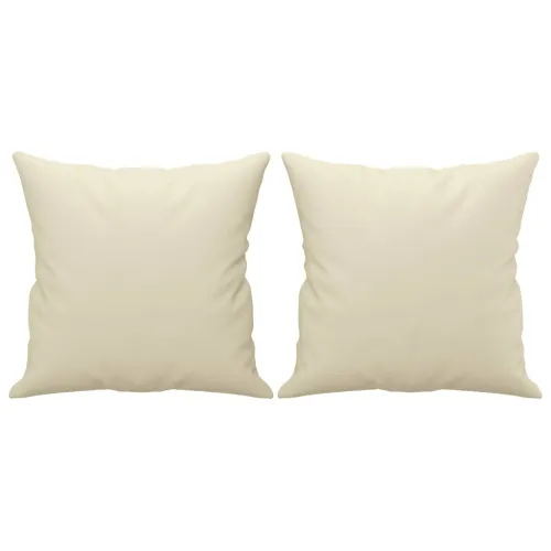 3-dijelni set sofa s jastucima krem od umjetne kože - Krema s jastucima i tabureom Cijena