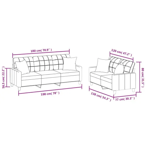 2-dijelni set sofa s jastucima crni od umjetne kože - Crna s jastučićima Cijena