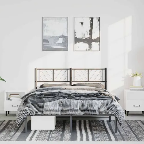 Metalni okvir za krevet s uzglavljem crni 135x190 cm - Crna 135 x 190 cm s uzglavljem Cijena
