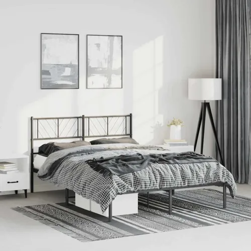 Metalni okvir za krevet s uzglavljem crni 135x190 cm - Crna 135 x 190 cm s uzglavljem Cijena