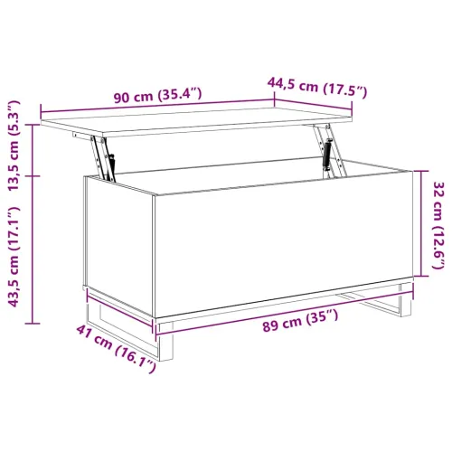 Stolić za kavu siva boja hrasta 90x44,5x45 cm konstruirano drvo - Sivi hrast sonoma 1 Cijena