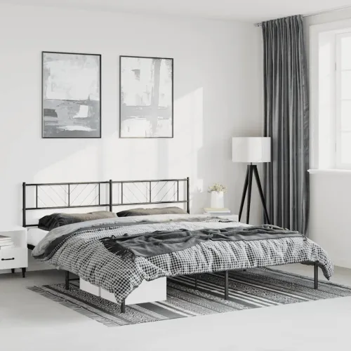 Metalni okvir za krevet s uzglavljem crni 193x203 cm - Crna 193 x 203 cm s uzglavljem Cijena