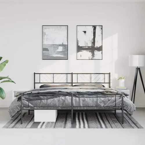 Metalni okvir kreveta uzglavlje i podnožje crni 193x203 cm - Crna 193 x 203 cm s uzglavljem i podnožjem Cijena