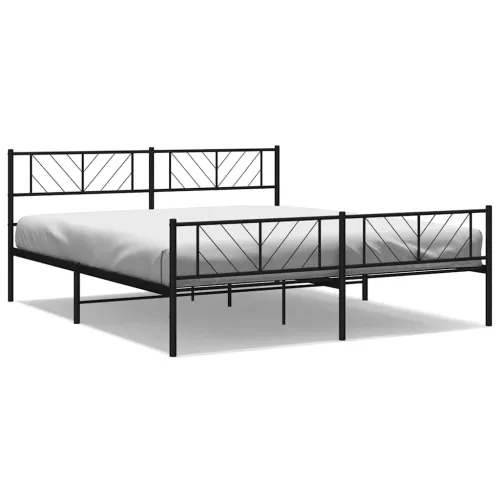 Metalni okvir kreveta uzglavlje i podnožje crni 193x203 cm - Crna 193 x 203 cm s uzglavljem i podnožjem Cijena