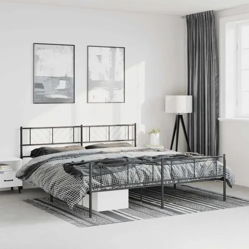 Metalni okvir kreveta uzglavlje i podnožje crni 193x203 cm - Crna 193 x 203 cm s uzglavljem i podnožjem Cijena