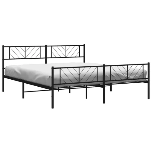 Metalni okvir kreveta uzglavlje i podnožje crni 193x203 cm - Crna 193 x 203 cm s uzglavljem i podnožjem Cijena