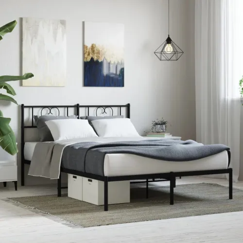 Metalni okvir za krevet s uzglavljem crni 120x200 cm - Crna 120 x 200 cm s uzglavljem Cijena