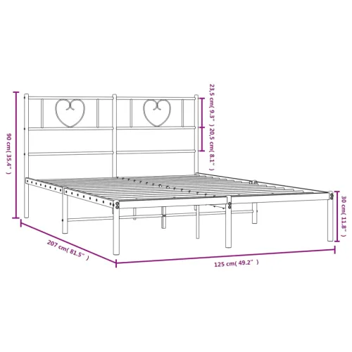 Metalni okvir za krevet s uzglavljem crni 120x200 cm - Crna 120 x 200 cm s uzglavljem Cijena