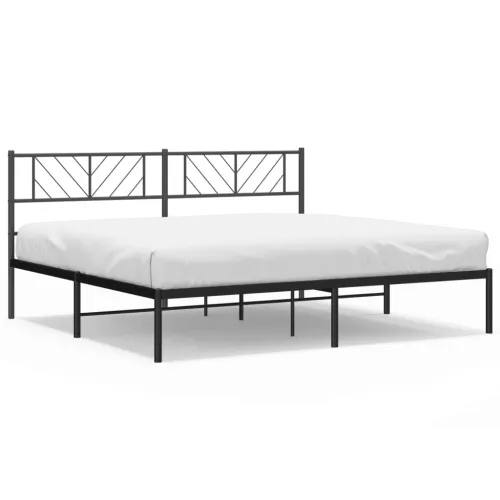 Metalni okvir za krevet s uzglavljem crni 200x200 cm - Crna 200 x 200 cm s uzglavljem Cijena