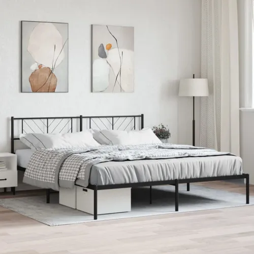 Metalni okvir za krevet s uzglavljem crni 200x200 cm - Crna 200 x 200 cm s uzglavljem Cijena