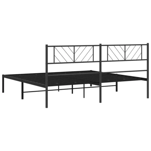 Metalni okvir za krevet s uzglavljem crni 200x200 cm - Crna 200 x 200 cm s uzglavljem Cijena