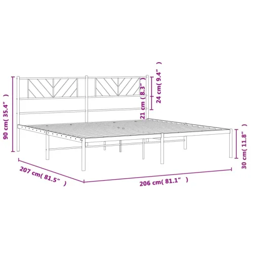 Metalni okvir za krevet s uzglavljem crni 200x200 cm - Crna 200 x 200 cm s uzglavljem Cijena