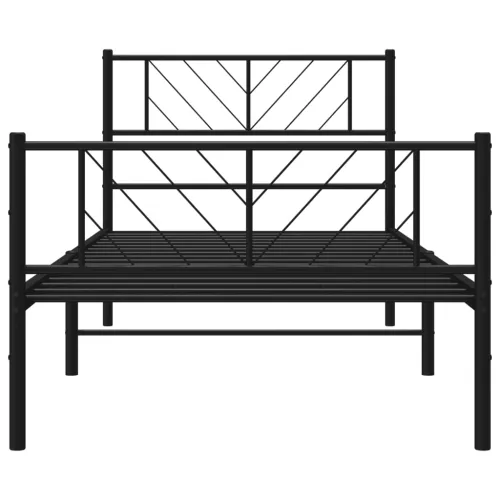 Metalni okvir kreveta uzglavlje i podnožje crni 90 x 200 cm - Crna 90 x 200 cm s uzglavljem i podnožjem Cijena