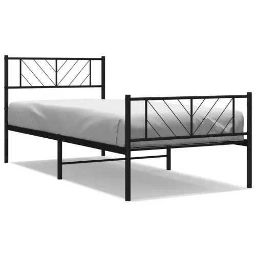 Metalni okvir kreveta uzglavlje i podnožje crni 90 x 200 cm - Crna 90 x 200 cm s uzglavljem i podnožjem Cijena