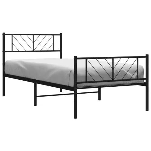 Metalni okvir kreveta uzglavlje i podnožje crni 90 x 200 cm - Crna 90 x 200 cm s uzglavljem i podnožjem Cijena