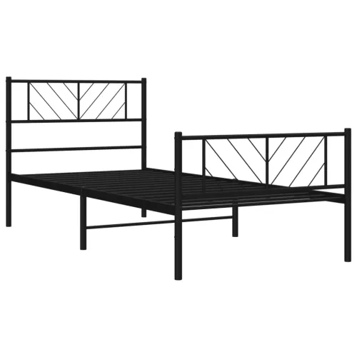 Metalni okvir kreveta uzglavlje i podnožje crni 90 x 200 cm - Crna 90 x 200 cm s uzglavljem i podnožjem Cijena