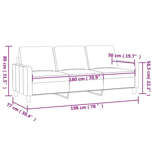 Trosjed crni 180 cm od umjetne kože - Crna 180 cm Crna 180 cm Cijena