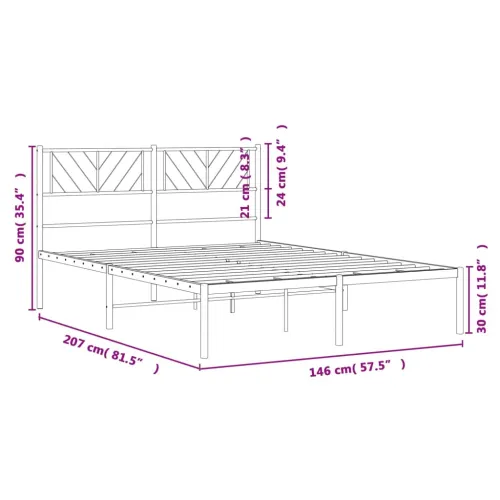 Metalni okvir za krevet s uzglavljem crni 140x200 cm - Crna 140 x 200 cm s uzglavljem Cijena