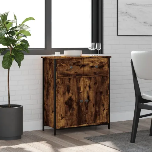 Komoda boja dimljenog hrasta 70 x 30 x 80 cm konstruirano drvo - Dimljeni hrast Cijena