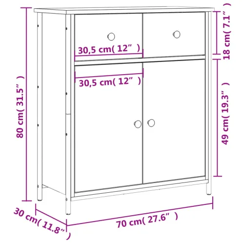 Komoda boja hrasta sonome 70 x 30 x 80 cm od konstruiranog drva - Sonoma hrast Cijena