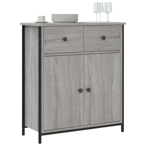 Komoda boja hrasta sonome 70 x 30 x 80 cm od konstruiranog drva - Sivi hrast sonoma Cijena