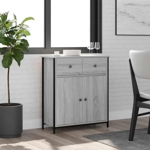 Komoda boja hrasta sonome 70 x 30 x 80 cm od konstruiranog drva - Sivi hrast sonoma Cijena
