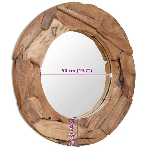 Ukrasno Ogledalo od Tikovine 80 cm Okruglo Cijena