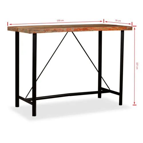 Barski stol od masivnog obnovljenog drva 150x70x107 cm - Smeđa 150 x 70 x 107 cm Cijena