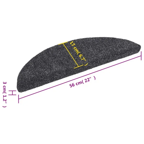 Prostirke za stepenice, samoljepljive, 15 kom, 56x17x3 cm, tamno sive, poluokrugle - Tamno siva 56 x 17 x 3 cm 15 Cijena
