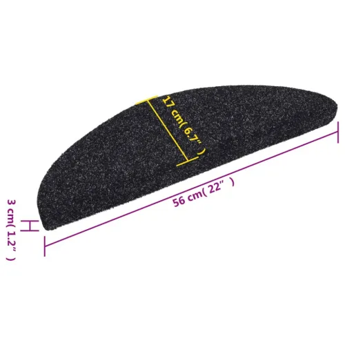 Prostirke za stepenice, samoljepljive, 15 kom, 56x17x3 cm, crne, poluokrugle - Crna 56 x 17 x 3 cm 15 Cijena