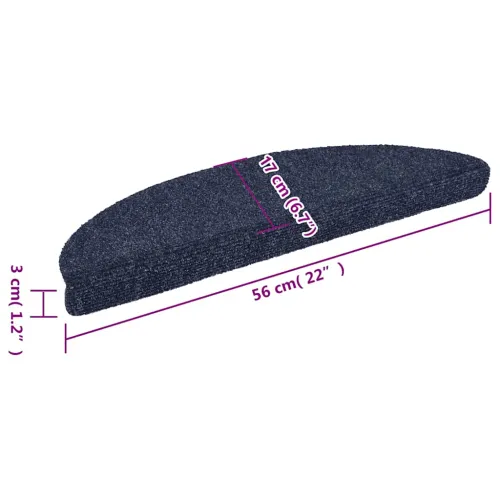 Prostirke za stepenice samoljepljive 15 kom 56x17x3 cm plave poluokrugle - Plava 56 x 17 x 3 cm 15 Cijena