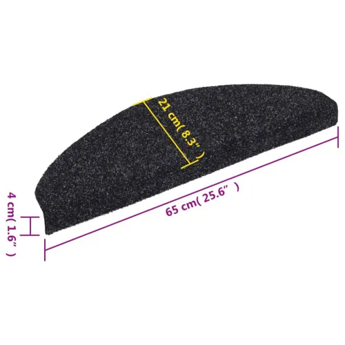 Prostirke za stepenice, samoljepljive, 15 kom, 65x21x4 cm, crne, poluokrugle, velike - Crna 65 x 21 x 4 cm 15 Cijena