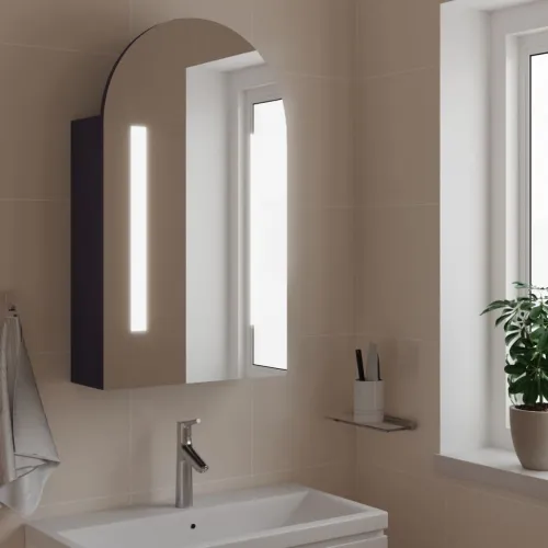 Kupaonski ormarić s ogledalom LED lučni sivi 42 x 13 x 70 cm - Siva Cijena