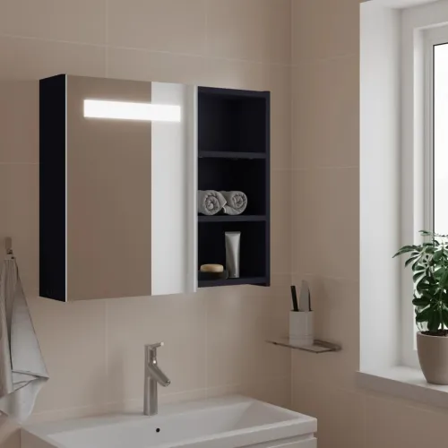 Kupaonski ormarić s ogledalom i LED svjetlom sivi 60x13x52 cm - Siva 60 x 13 x 52 cm Cijena