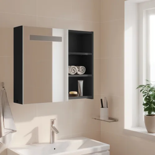 Kupaonski ormarić s ogledalom i LED svjetlom sivi 60x13x52 cm - Siva 60 x 13 x 52 cm Cijena