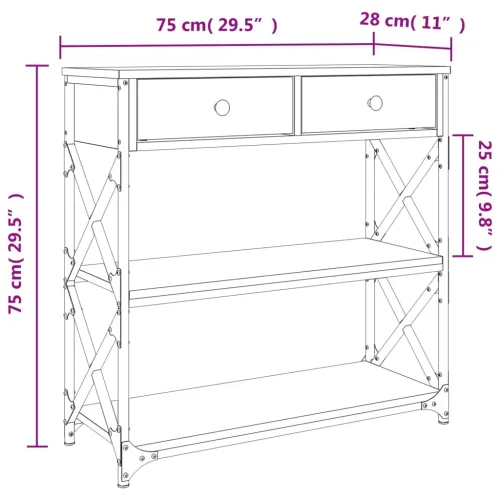 Konzolni stol boja hrasta 75 x 28 x 75 cm konstruirano drvo - Dimljeni hrast 75 cm Cijena