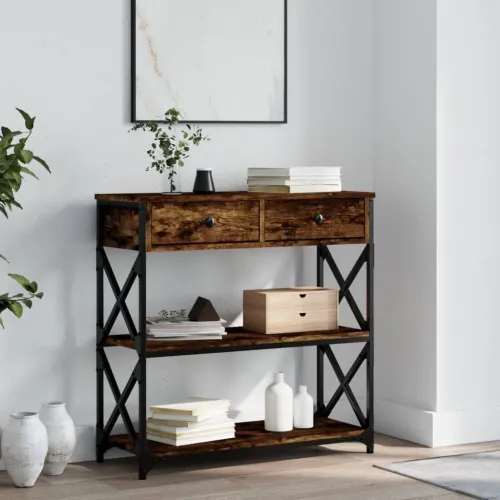 Konzolni stol boja hrasta 75 x 28 x 75 cm konstruirano drvo - Dimljeni hrast 75 cm Cijena
