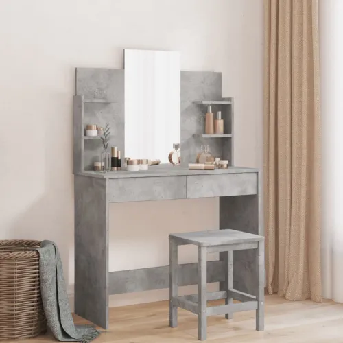 Toaletni stolić s ogledalom siva boja betona 96 x 39 x 142 cm - Beton siva 1 Beton siva Cijena