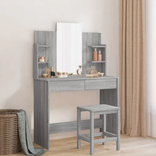 Toaletni stolić s ogledalom boja sivog hrasta 96 x 39 x 142 cm - Sivi hrast sonoma 1 Sivi hrast sonoma Cijena