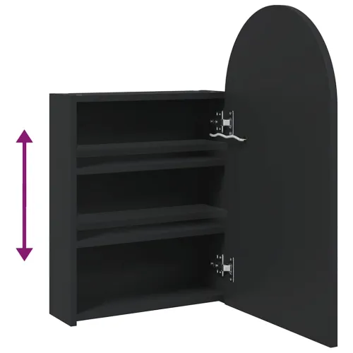 Kupaonski ormarić s ogledalom LED lučni crni 42 x 13 x 70 cm - Crna Cijena